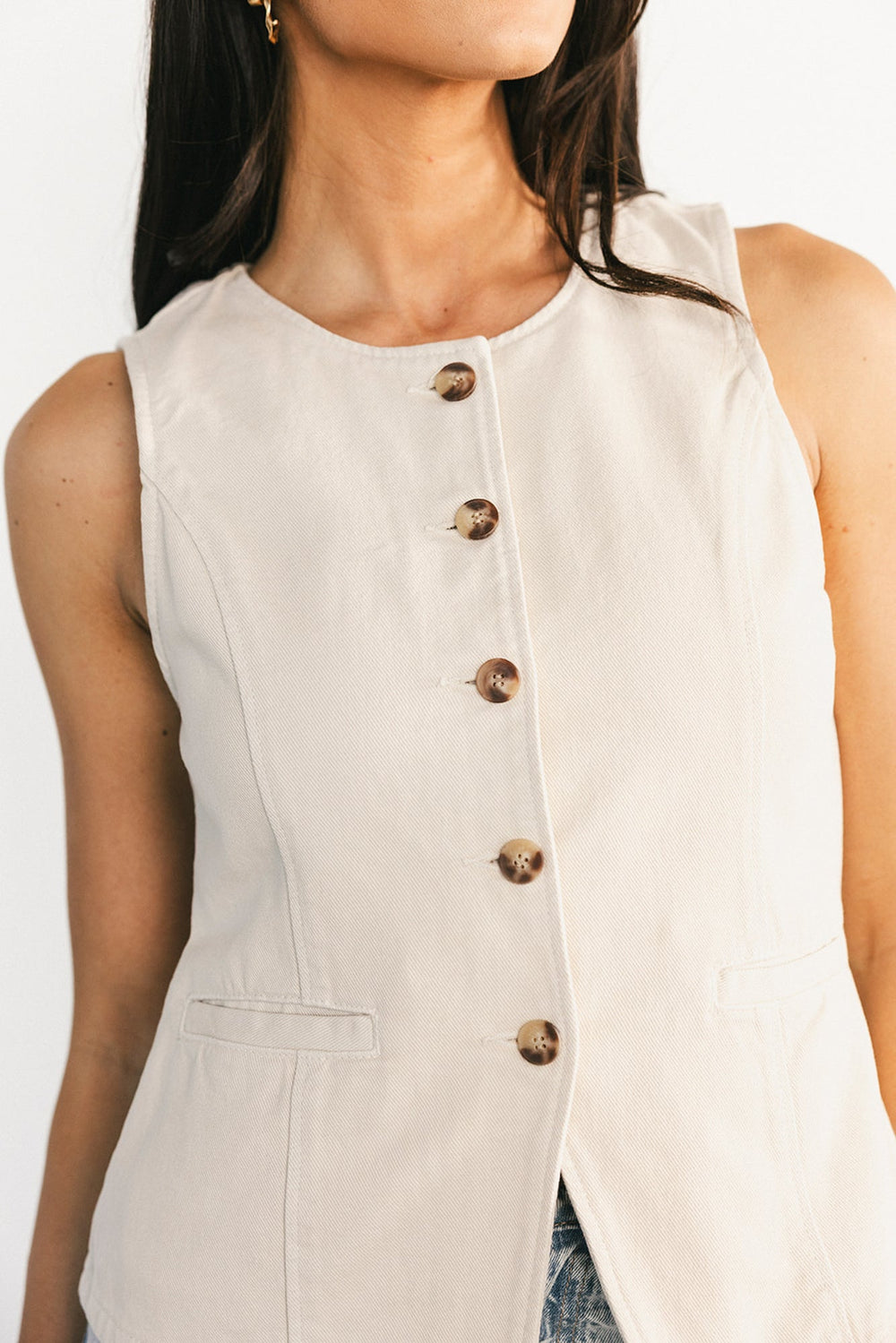 Luz Denim Vest | Baltic Born Ecru