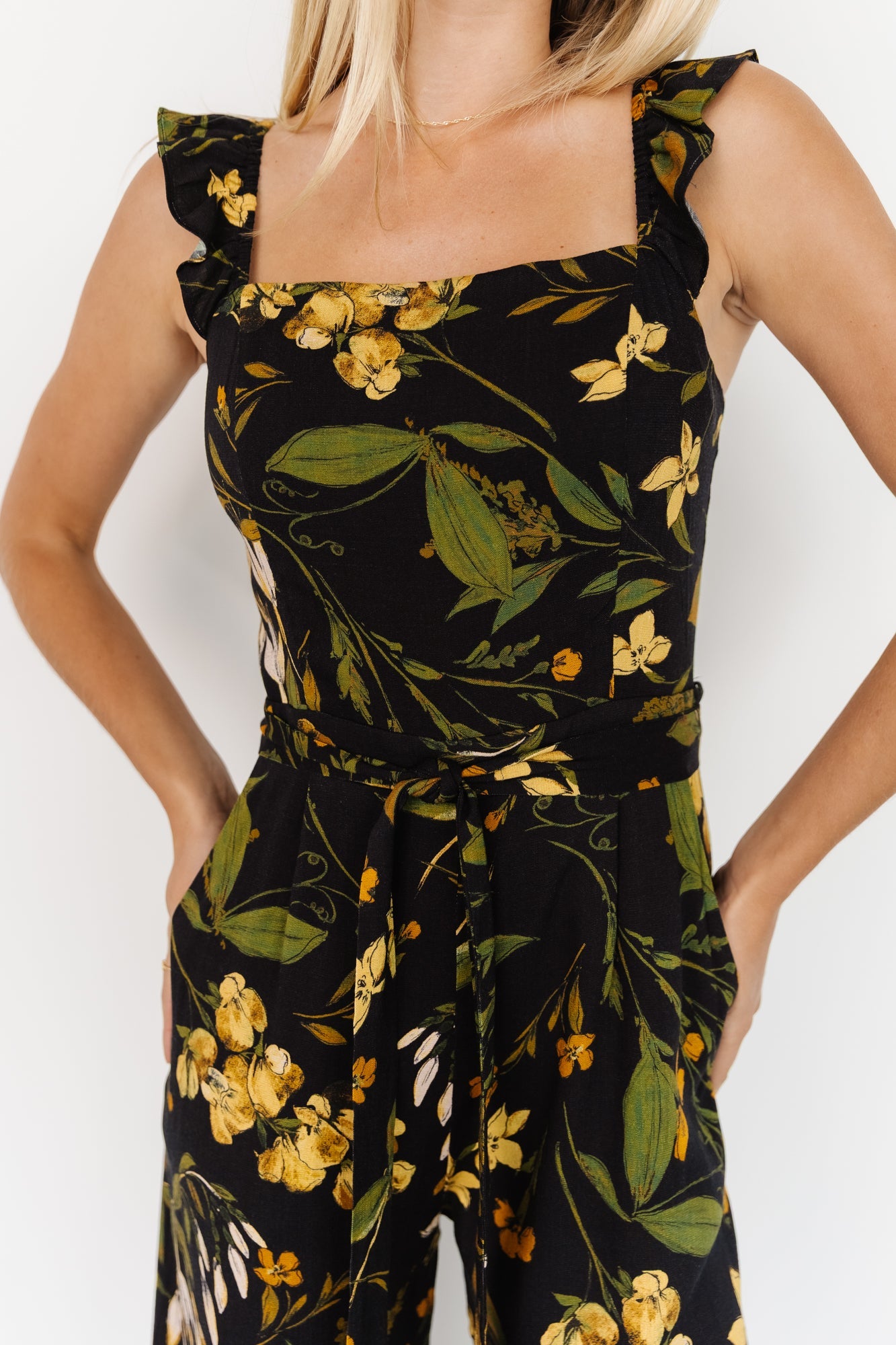 Gemma Jumpsuit | Baltic Born Black + Golden Floral