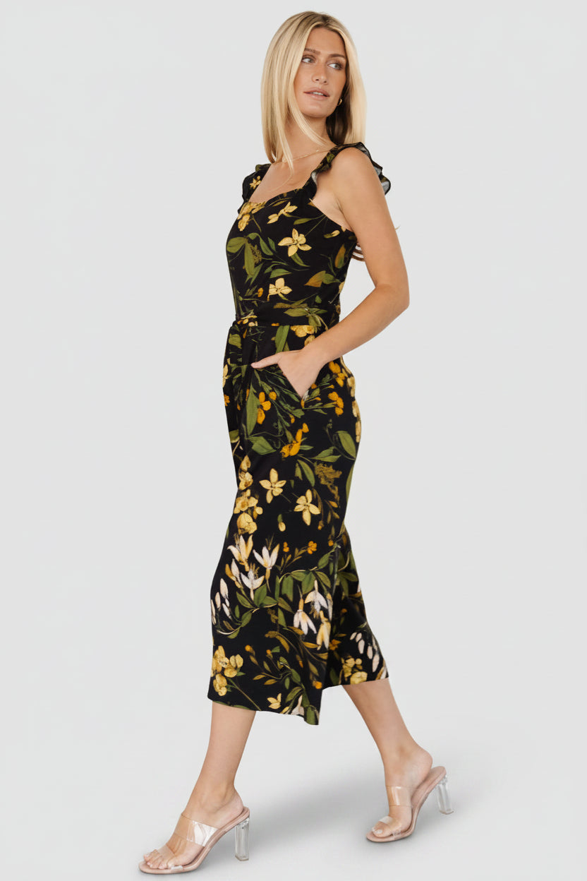 Gemma Jumpsuit | Baltic Born Black + Golden Floral