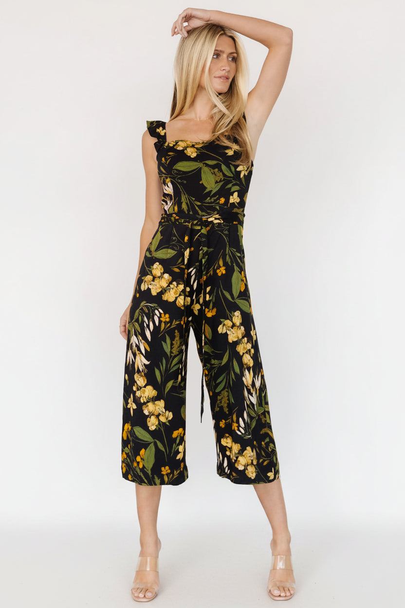 Gemma Jumpsuit | Baltic Born Black + Golden Floral