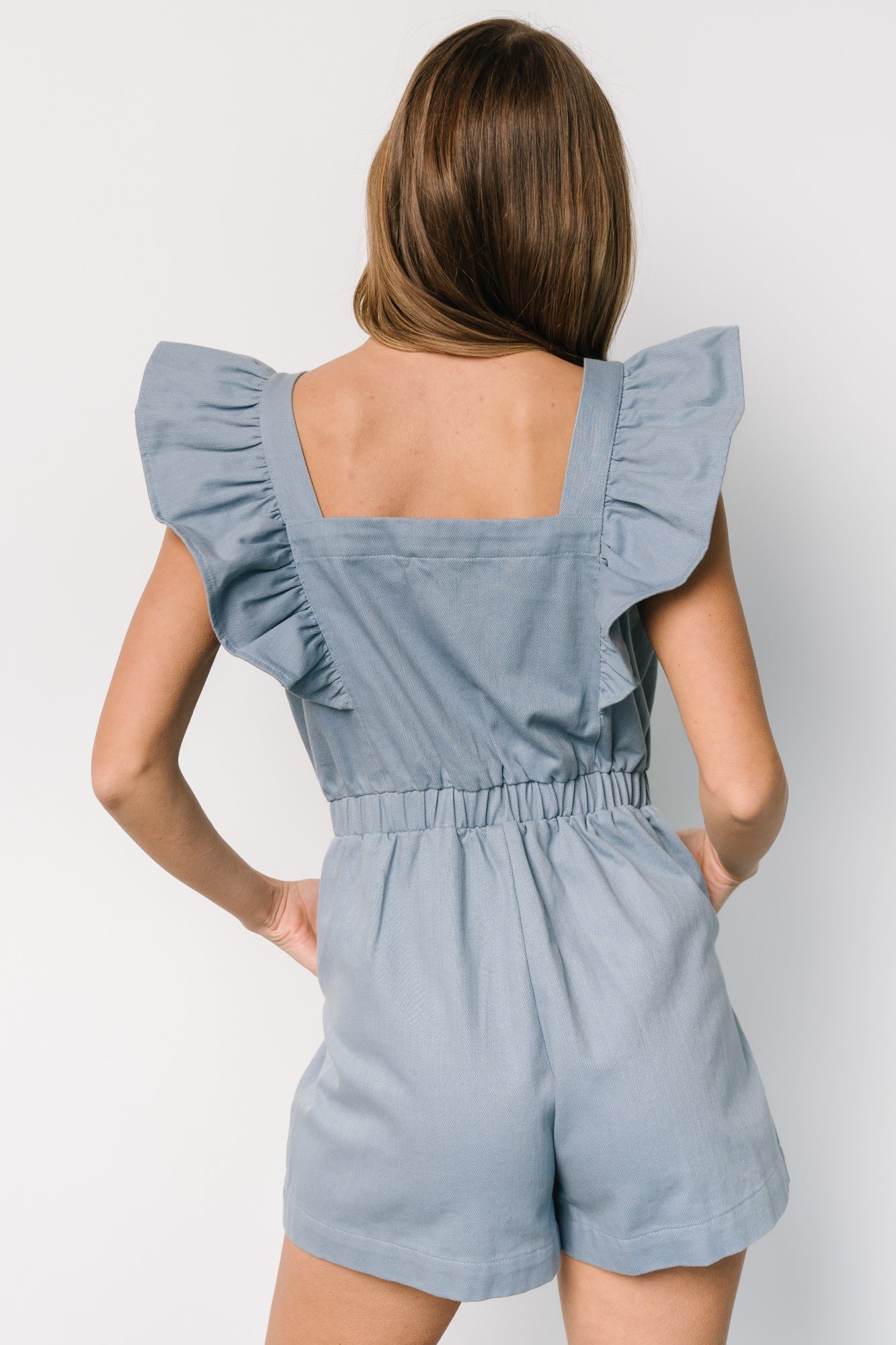 Montgomery Denim Romper | Baltic Born Dusty Blue