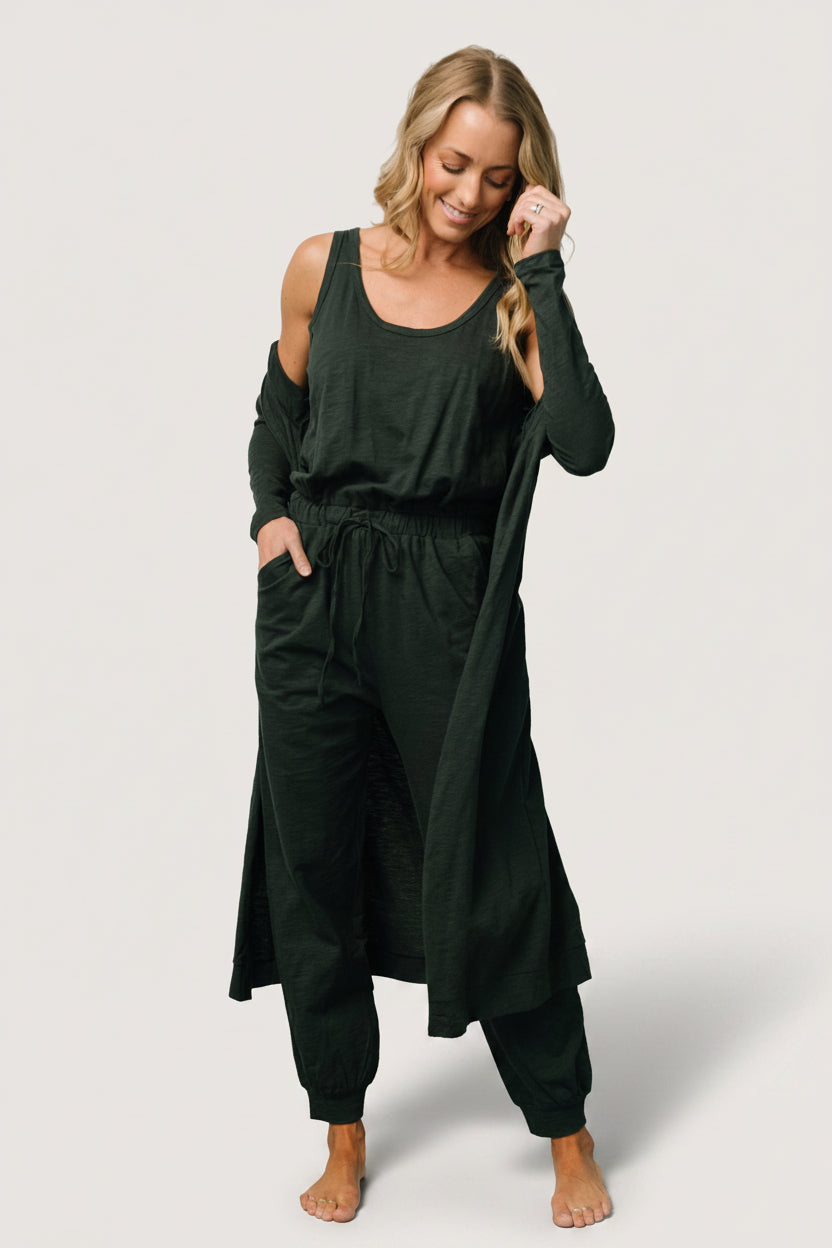 Janae Jumpsuit + Cardigan Set | Baltic Born Dark Green