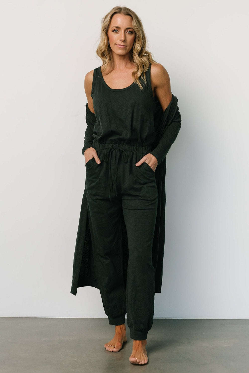 Janae Jumpsuit + Cardigan Set | Baltic Born Dark Green