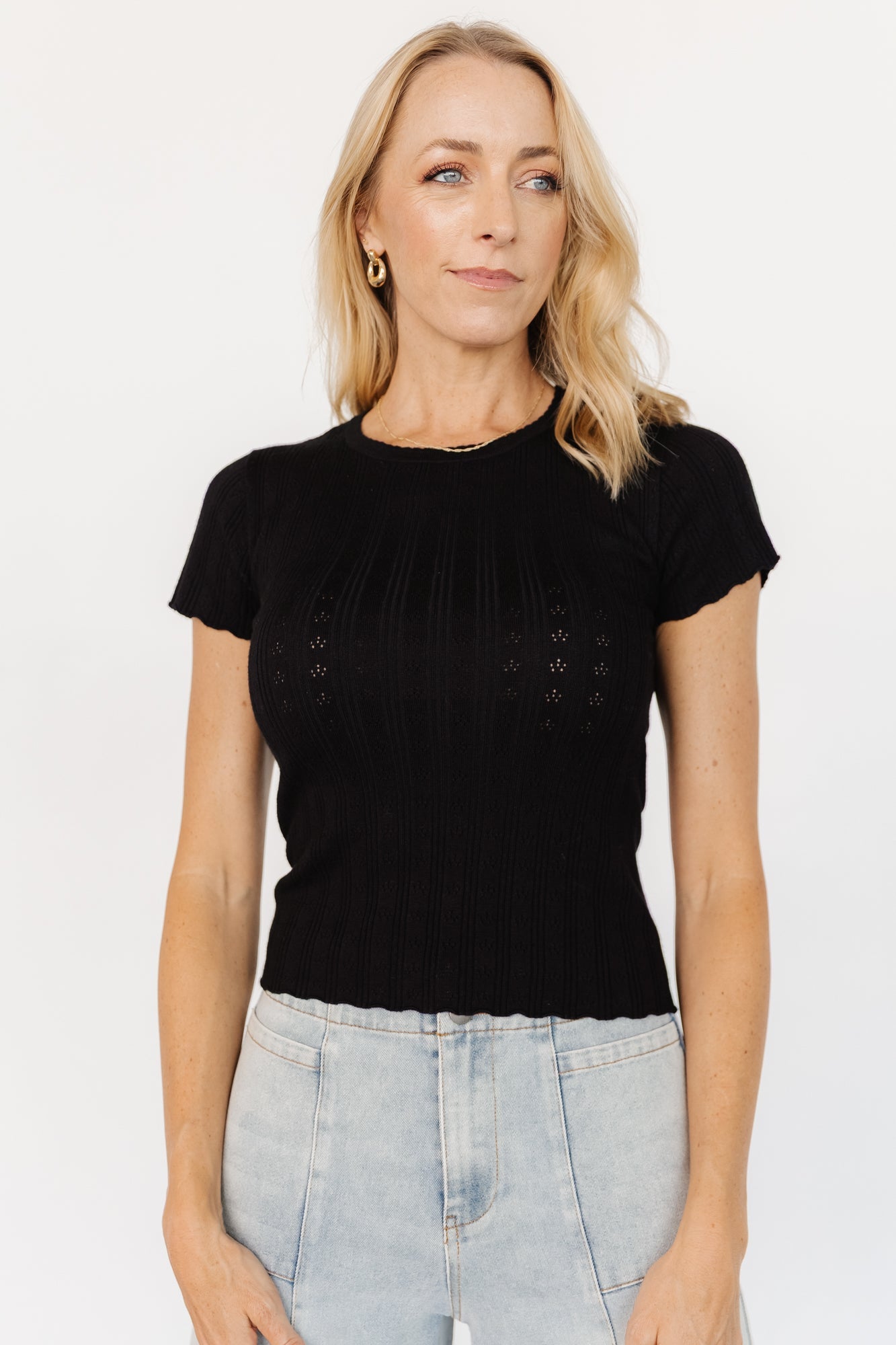 Penny Pointelle Top | Baltic Born Black