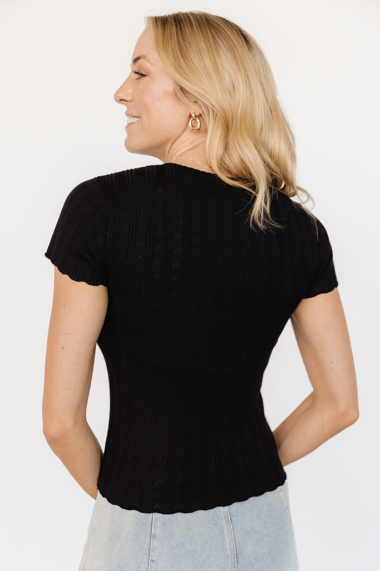 Penny Pointelle Top | Baltic Born Black