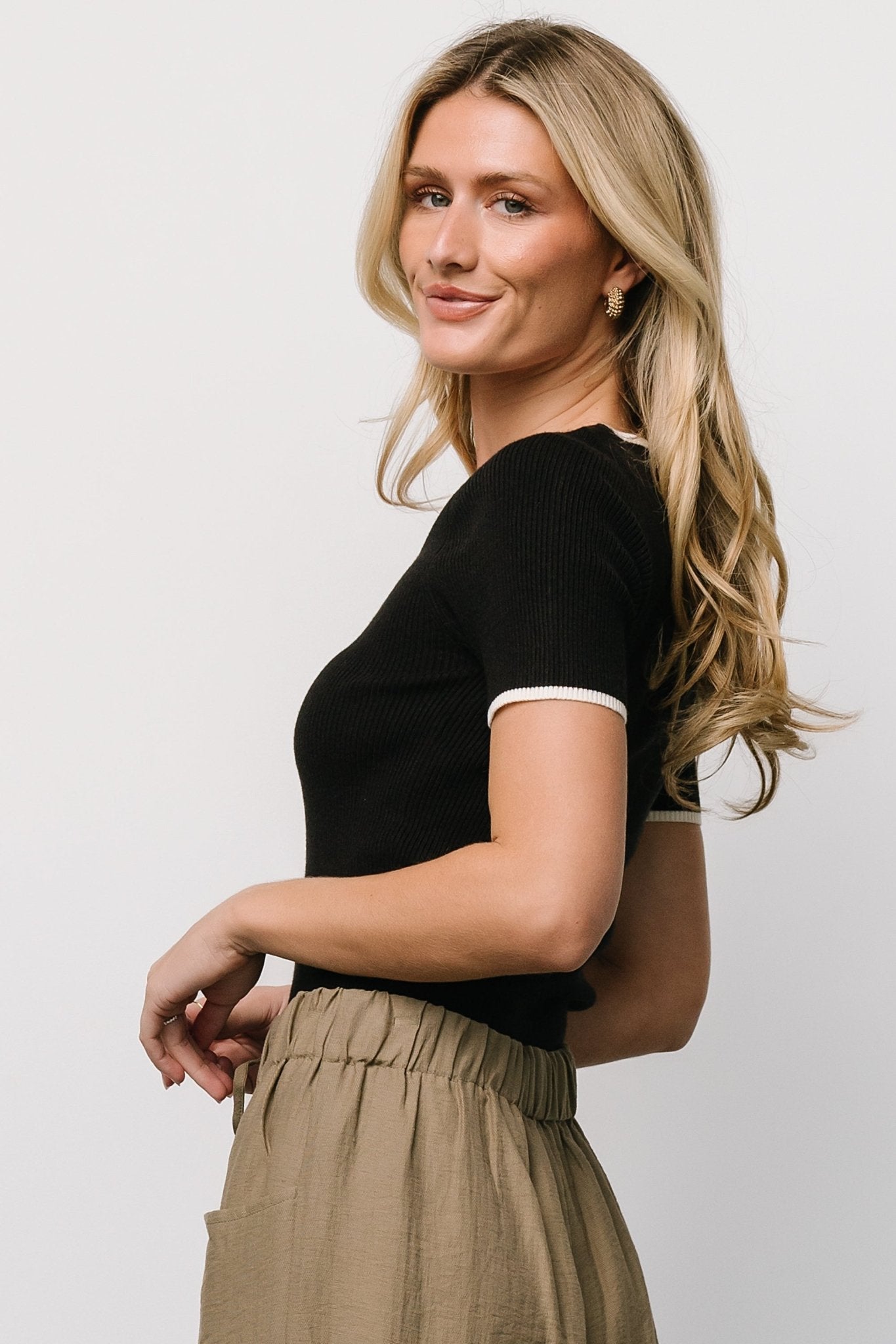 Dena Ribbed Top | Baltic Born Black + White