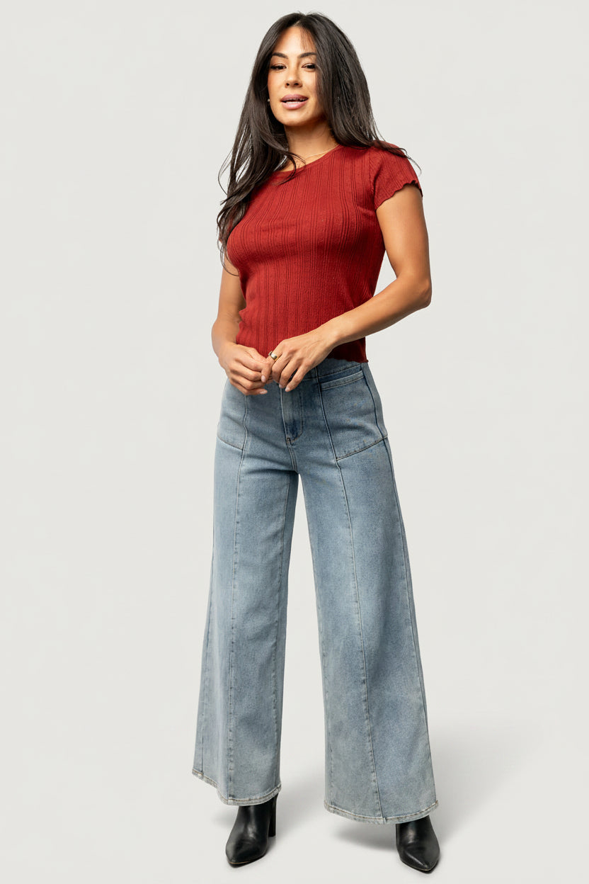 Penny Pointelle Top | Baltic Born Brick