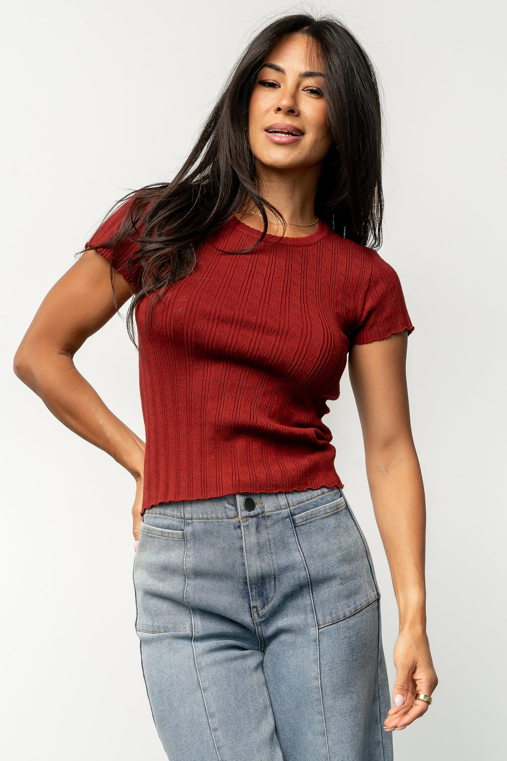 Penny Pointelle Top | Baltic Born Brick