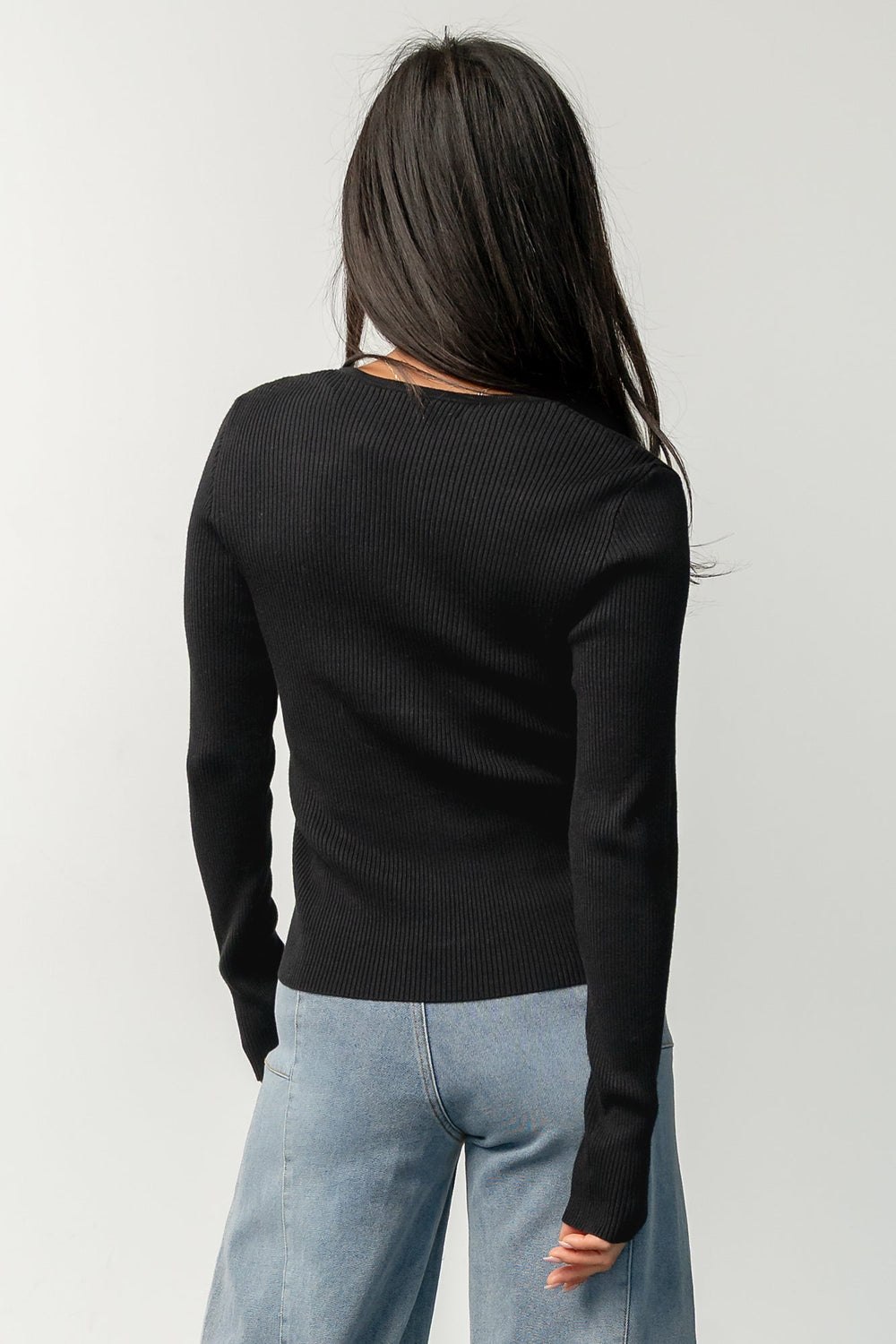 Leo Ribbed Henley Top | Baltic Born Black