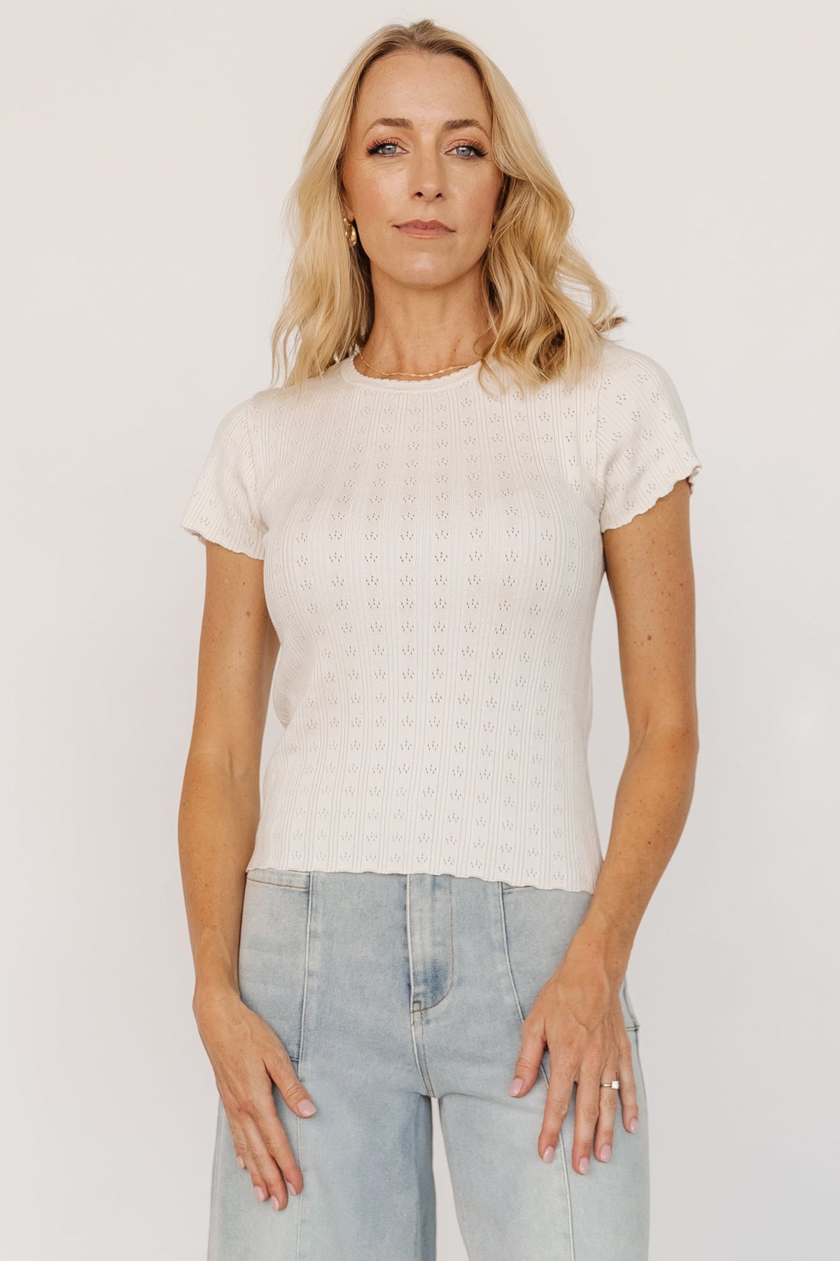 Penny Pointelle Top | Baltic Born Ivory
