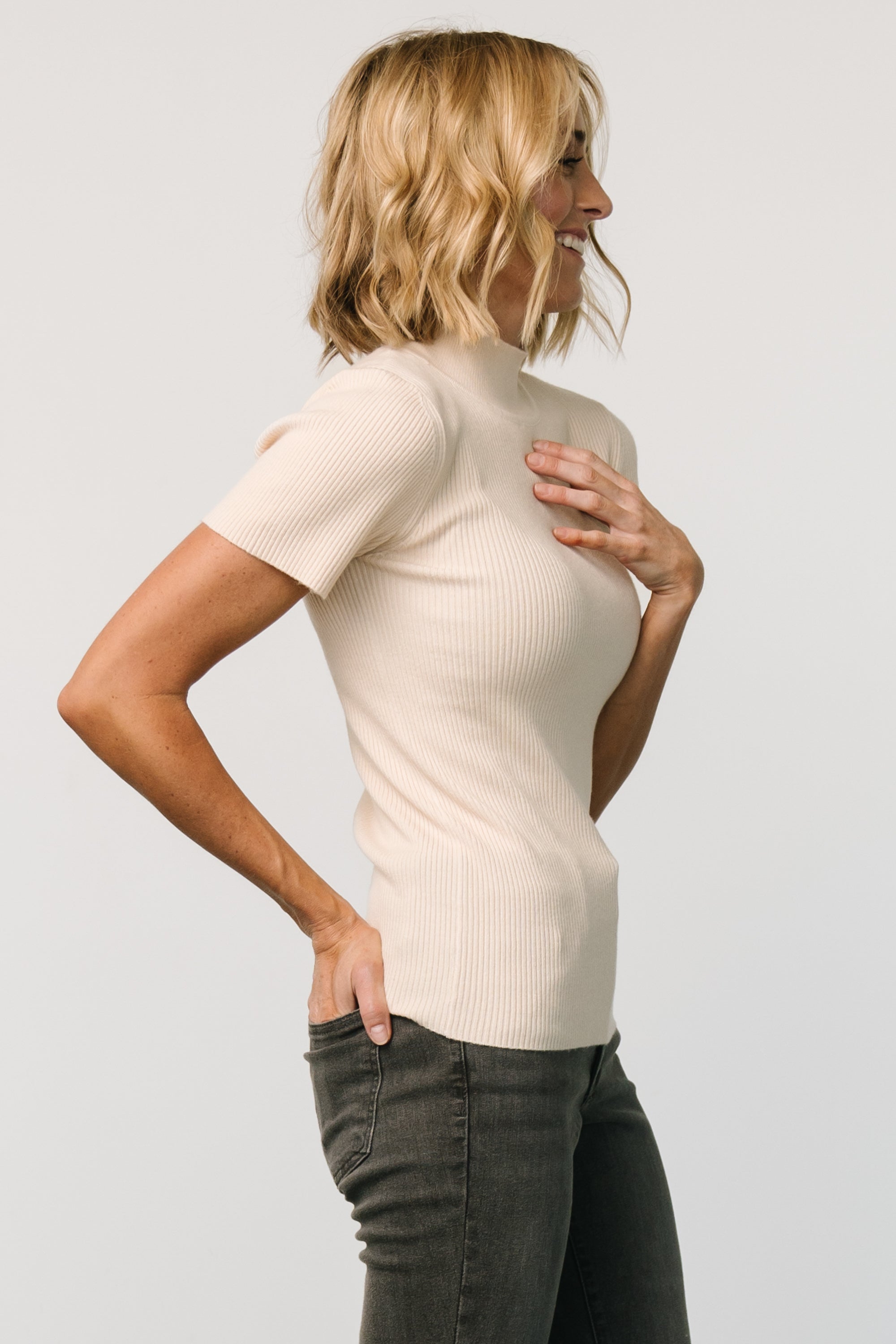 Edie Mock Neck Top | Baltic Born Cream