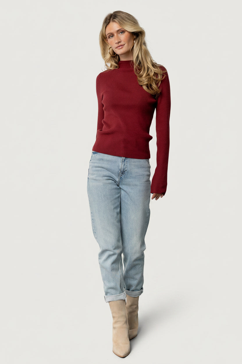 Ilsa Ribbed Sweater Top | Baltic Born Merlot