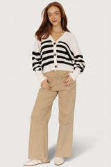 Gracie Knit Cardigan | Baltic Born Ivory + Black Stripe