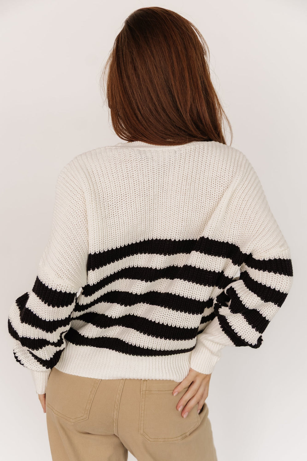 Gracie Knit Cardigan | Baltic Born Ivory + Black Stripe