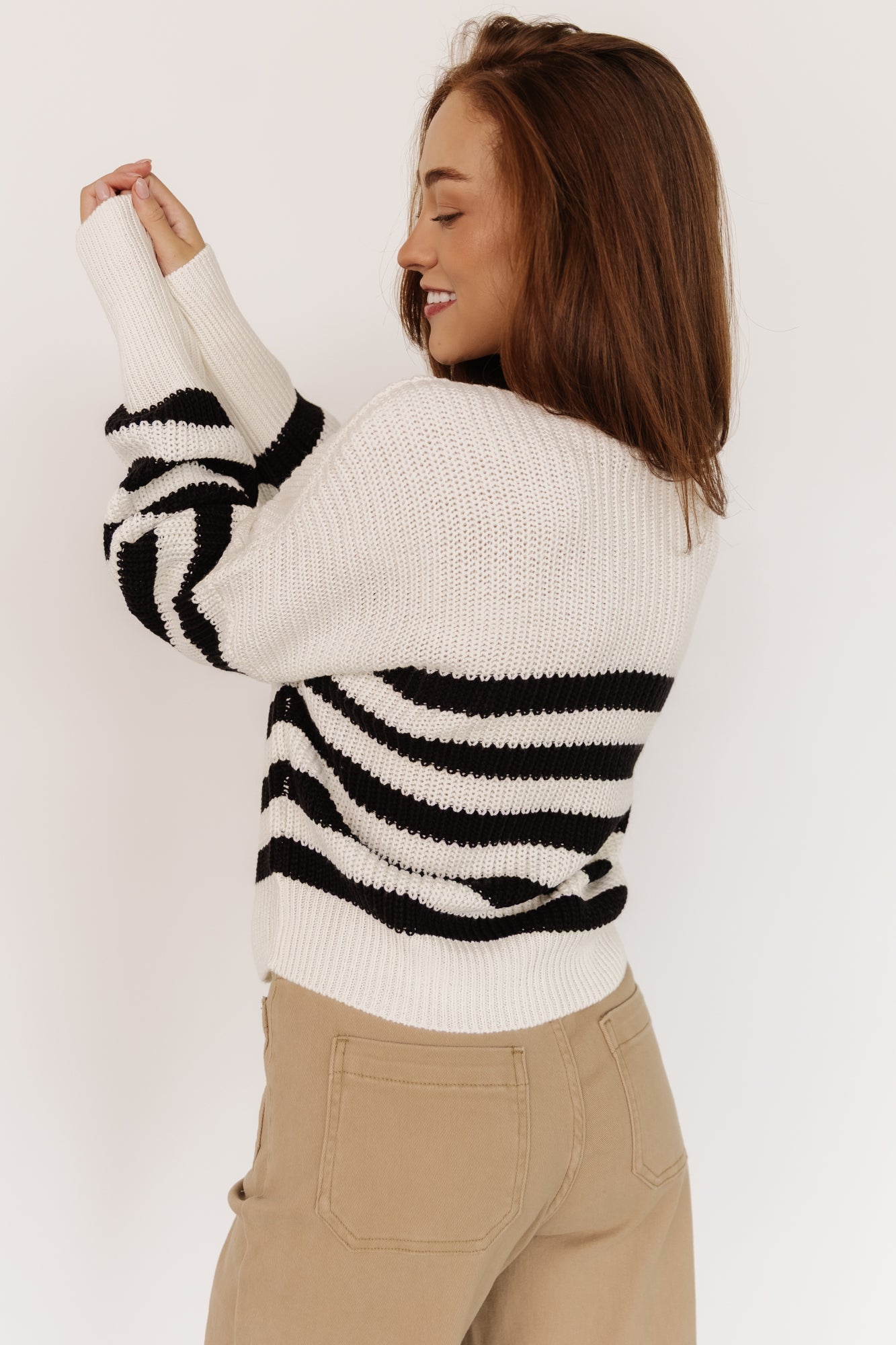 Gracie Knit Cardigan | Baltic Born Ivory + Black Stripe
