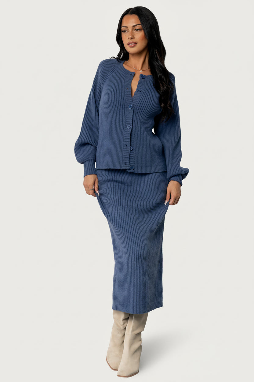Blair Rib Knit Cardigan | Baltic Born Blue