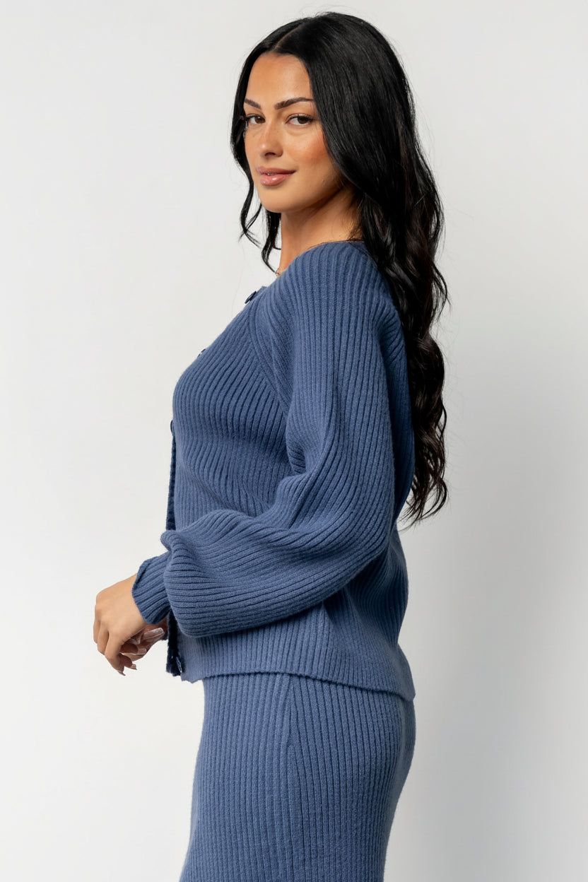 Blair Rib Knit Cardigan | Baltic Born Blue