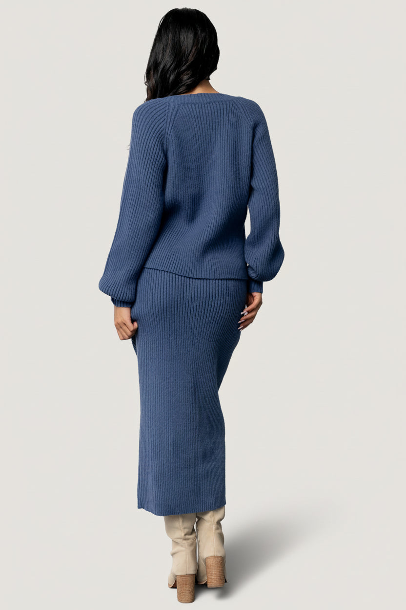 Blair Rib Knit Cardigan | Baltic Born Blue