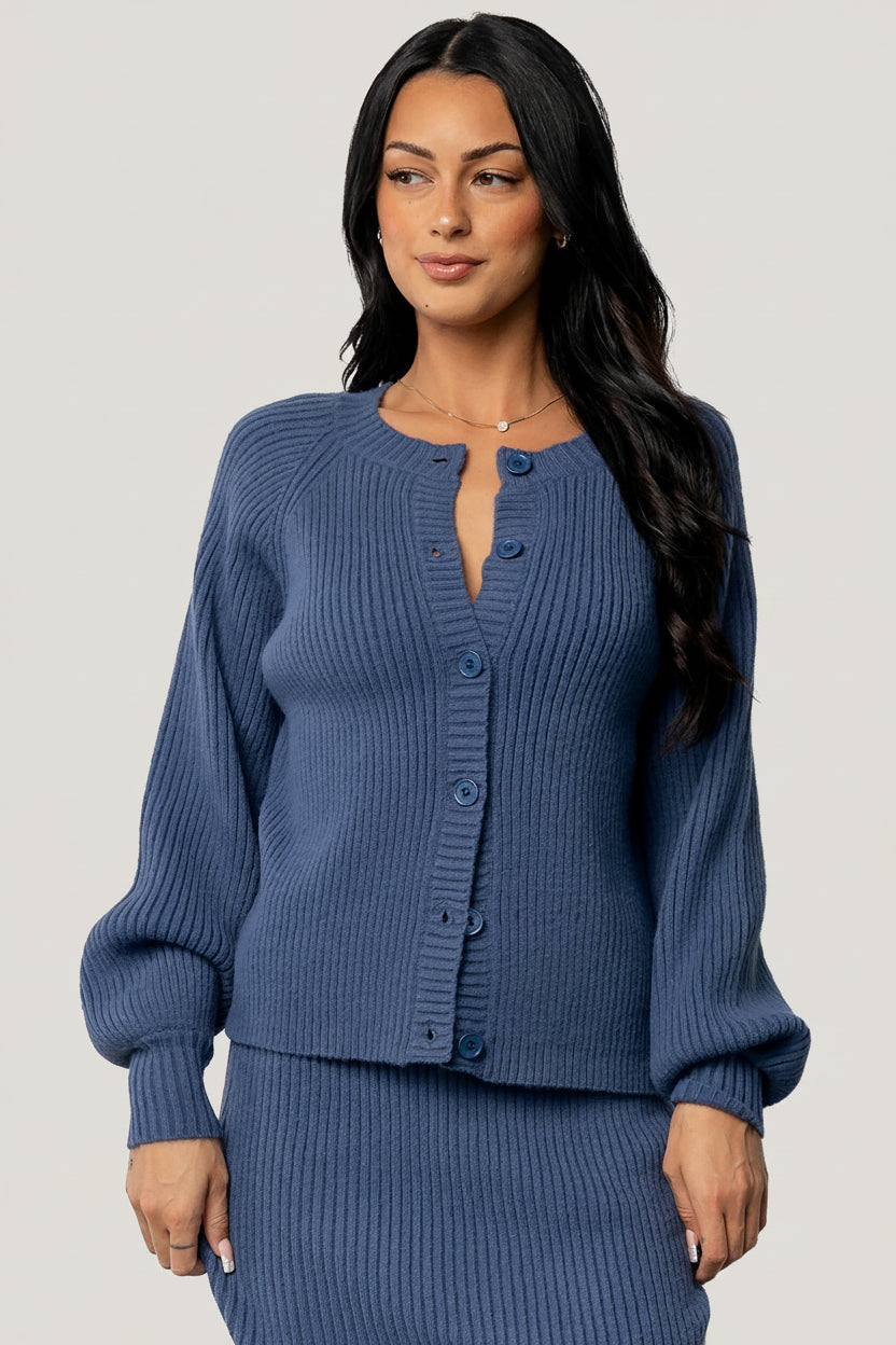 Blair Rib Knit Cardigan | Baltic Born Blue