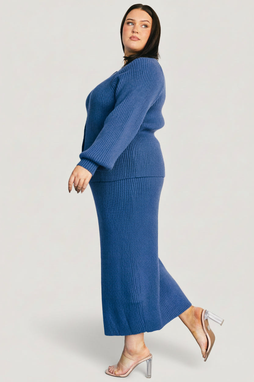 Blair Rib Knit Cardigan | Baltic Born Blue