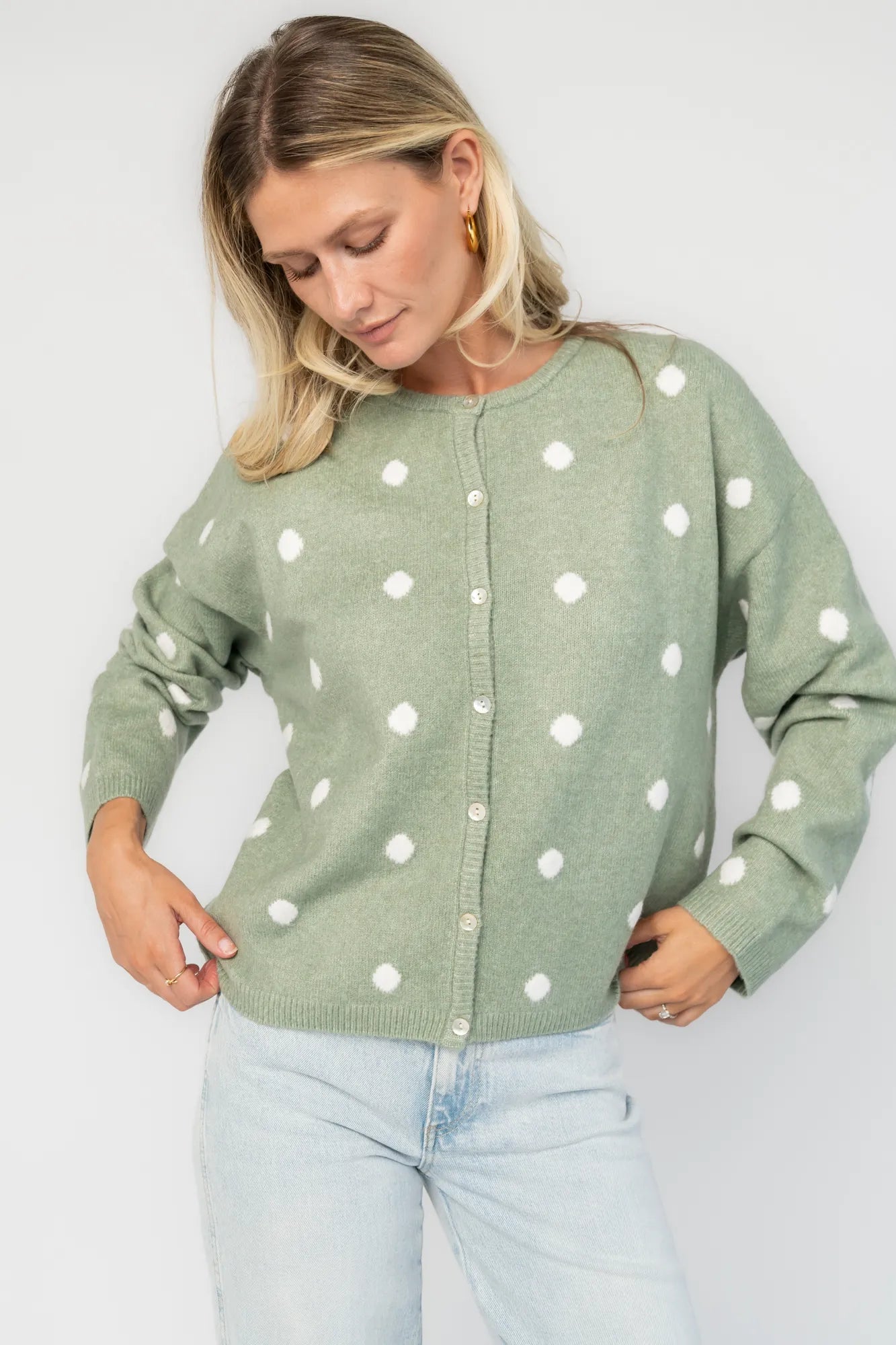 Cinder Cardigan | Baltic Born Sage + White Dot