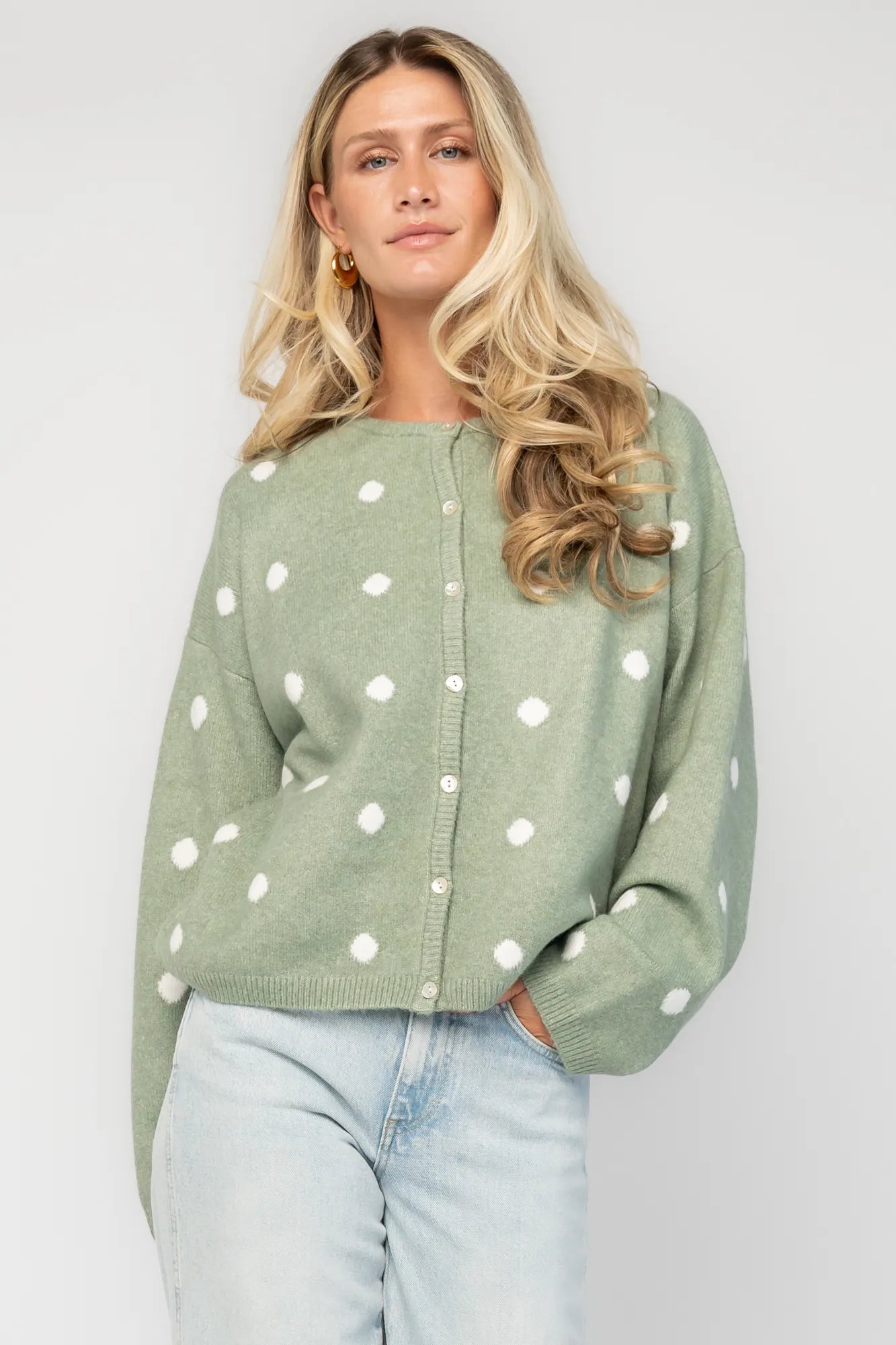 Cinder Cardigan | Baltic Born Sage + White Dot
