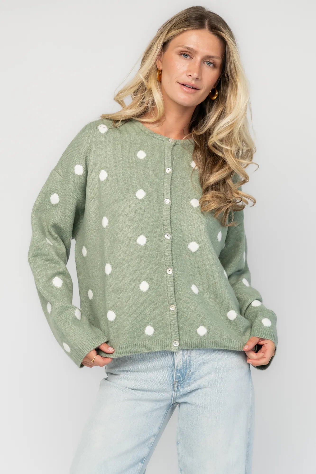 Cinder Cardigan | Baltic Born Sage + White Dot