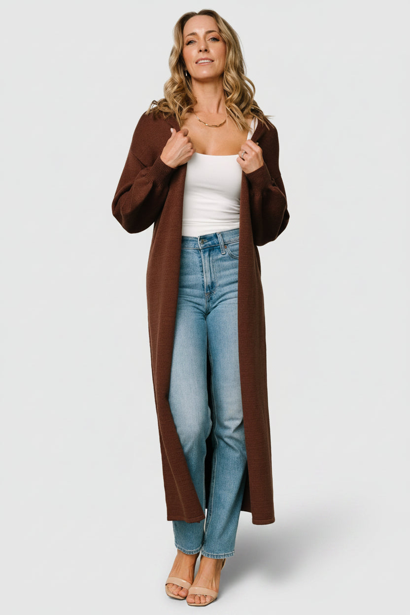 Ethel Long Cardigan | Baltic Born Dark Brown