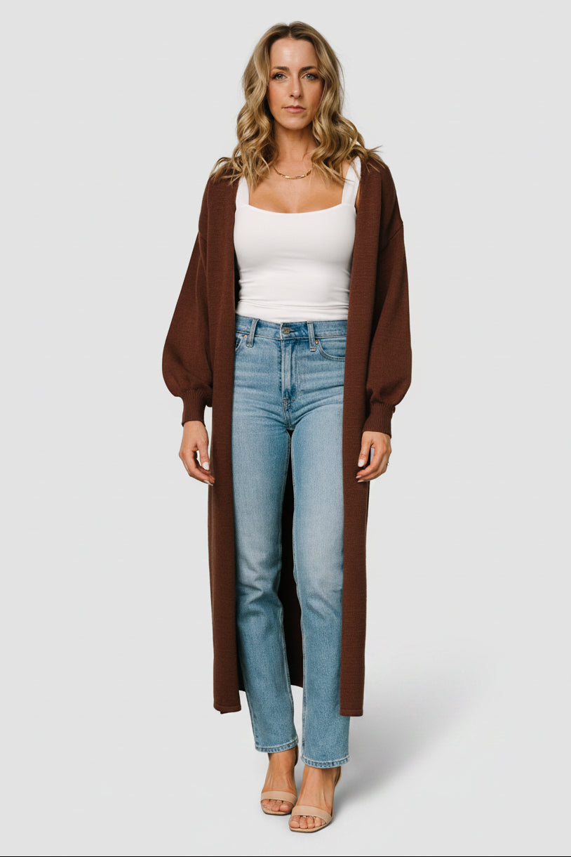 Ethel Long Cardigan | Baltic Born Dark Brown