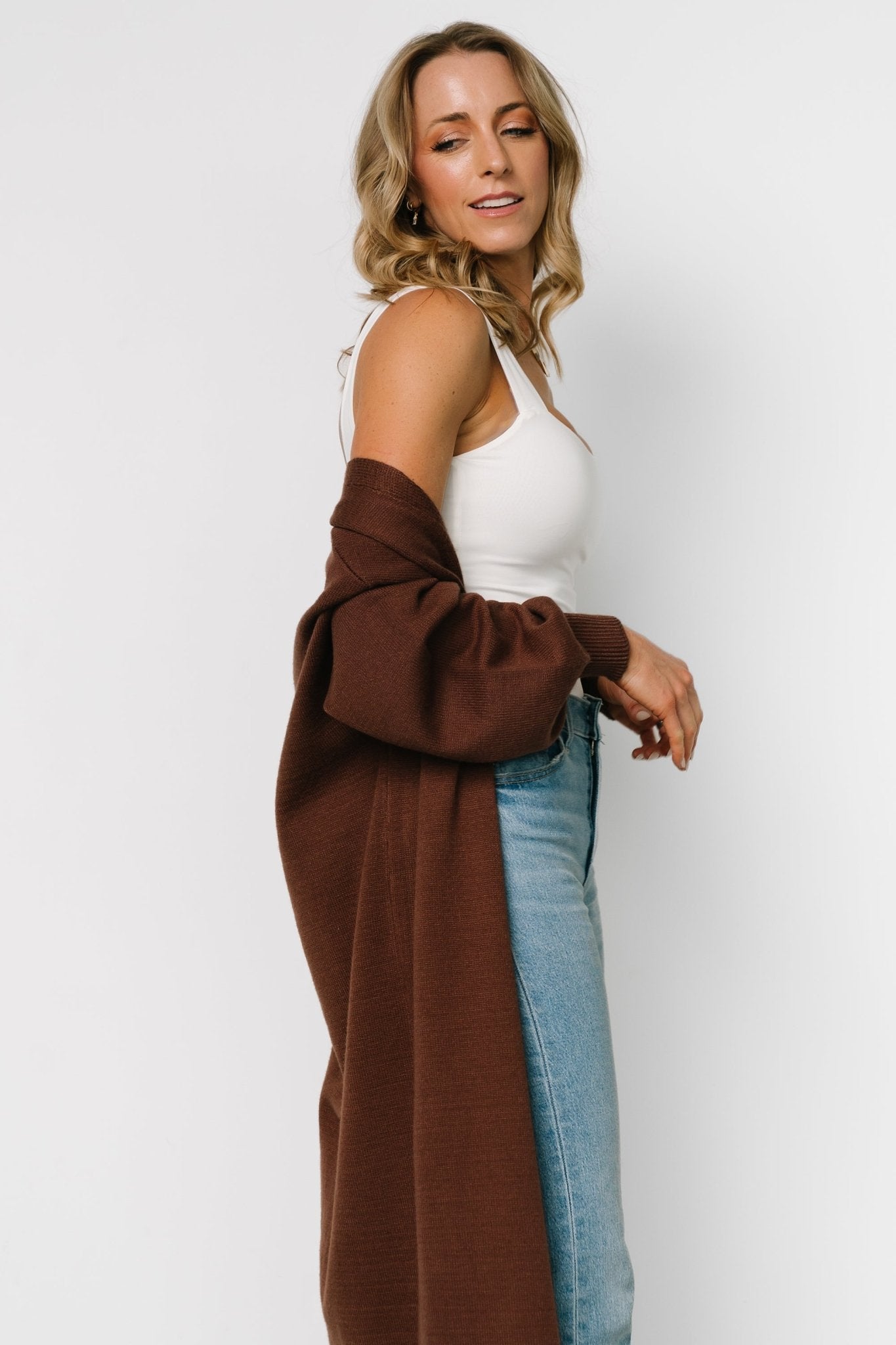 Ethel Long Cardigan | Baltic Born Dark Brown