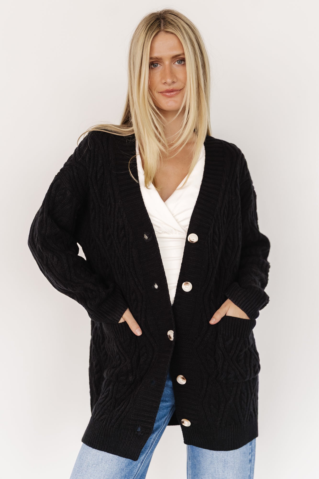 Alberta Cable Knit Cardigan | Baltic Born Black