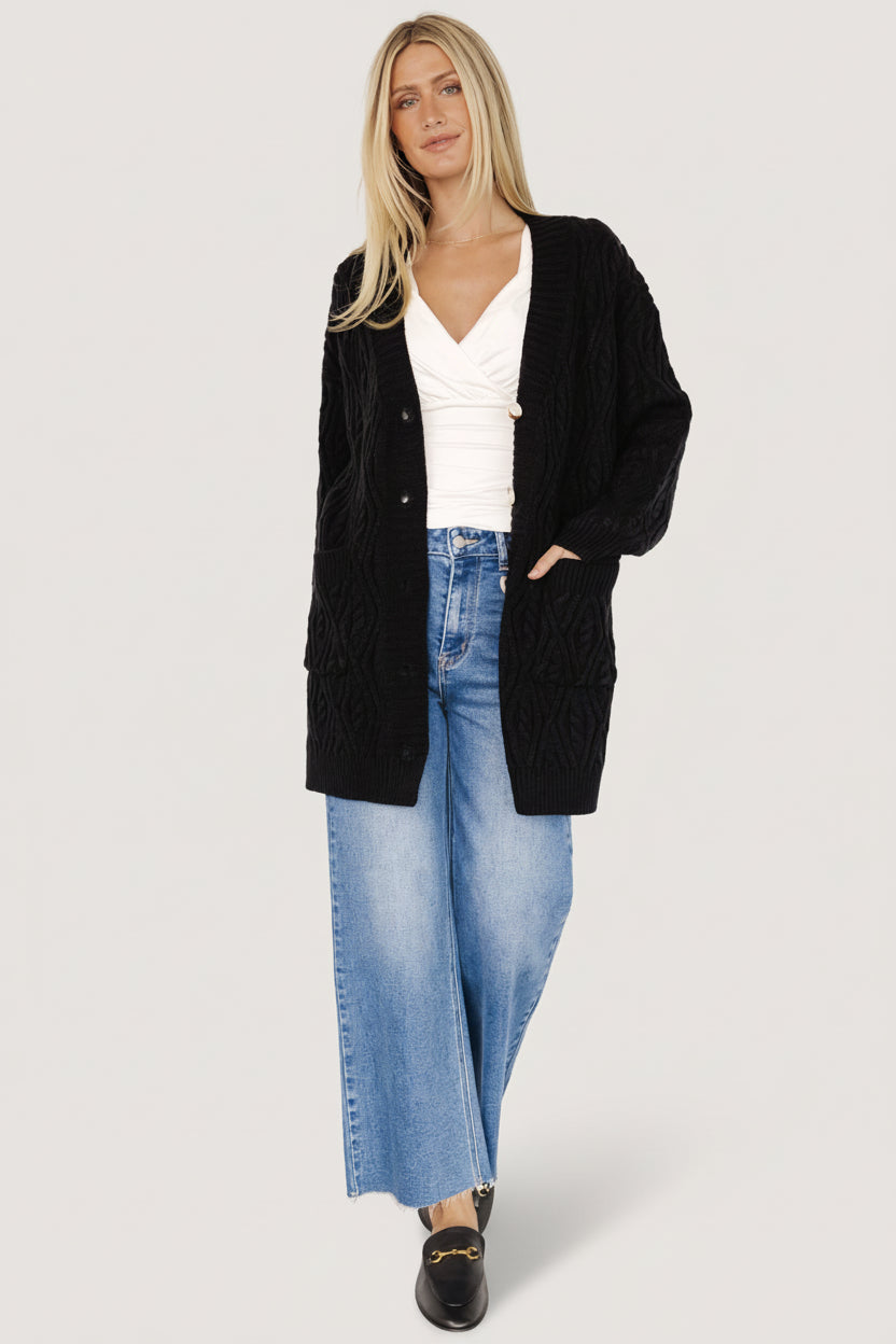 Alberta Cable Knit Cardigan | Baltic Born Black