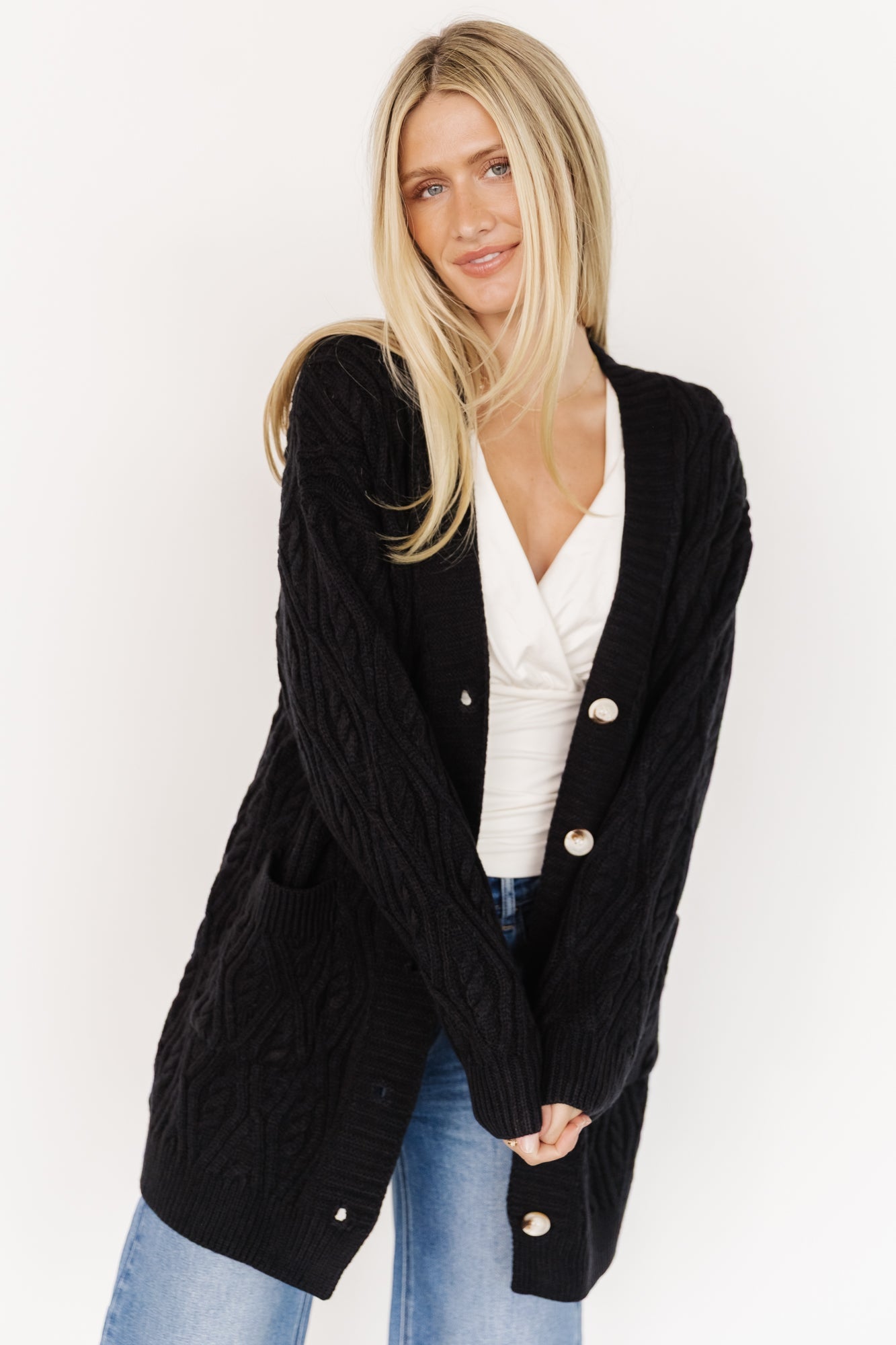 Alberta Cable Knit Cardigan | Baltic Born Black