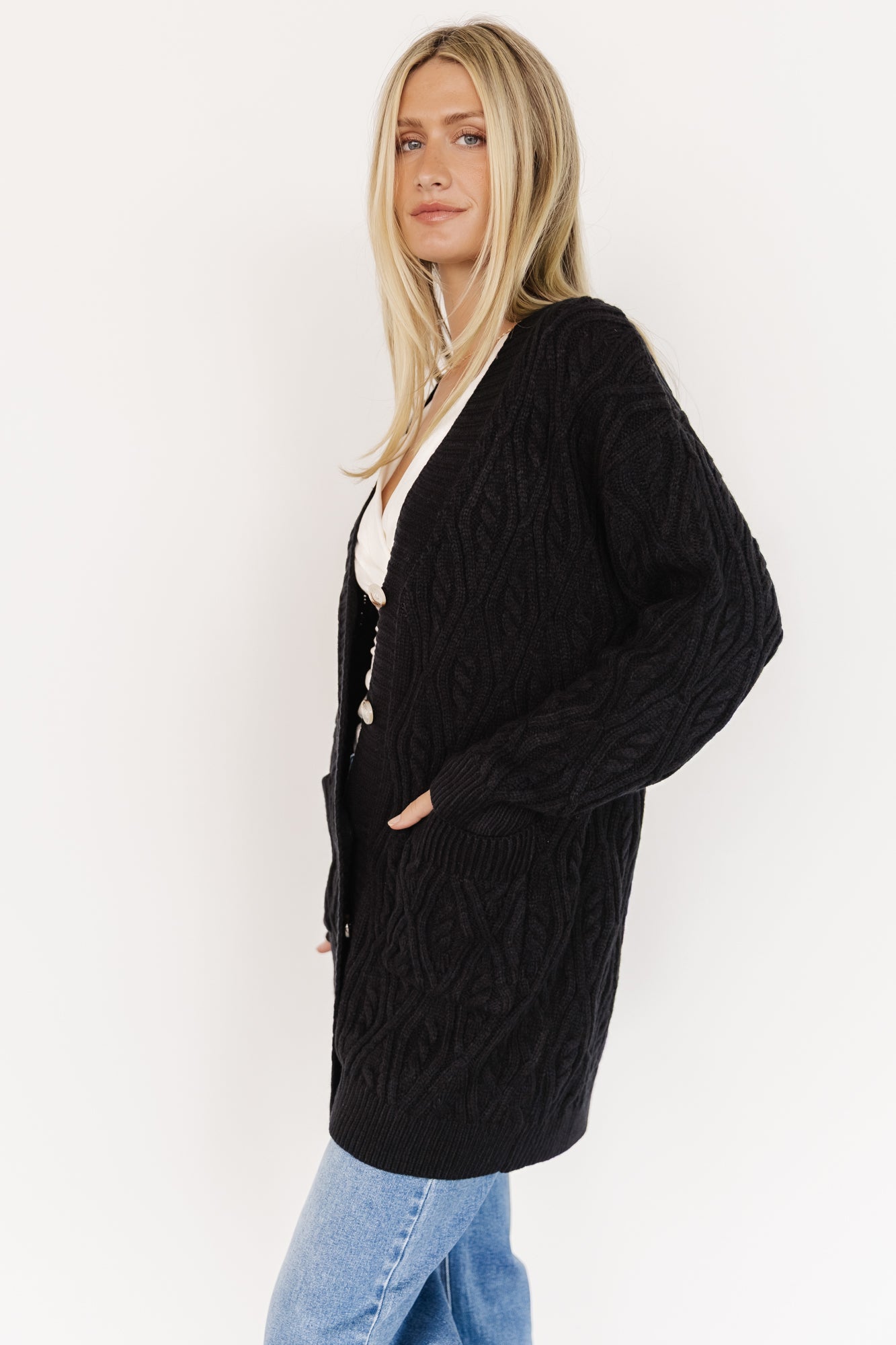 Alberta Cable Knit Cardigan | Baltic Born Black