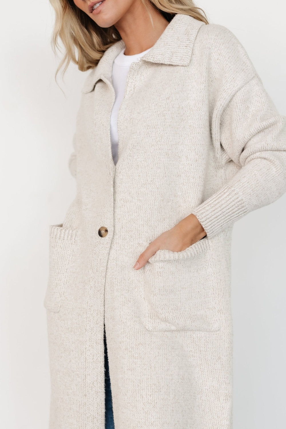 Ontario Long Button Cardigan | Baltic Born Oatmeal