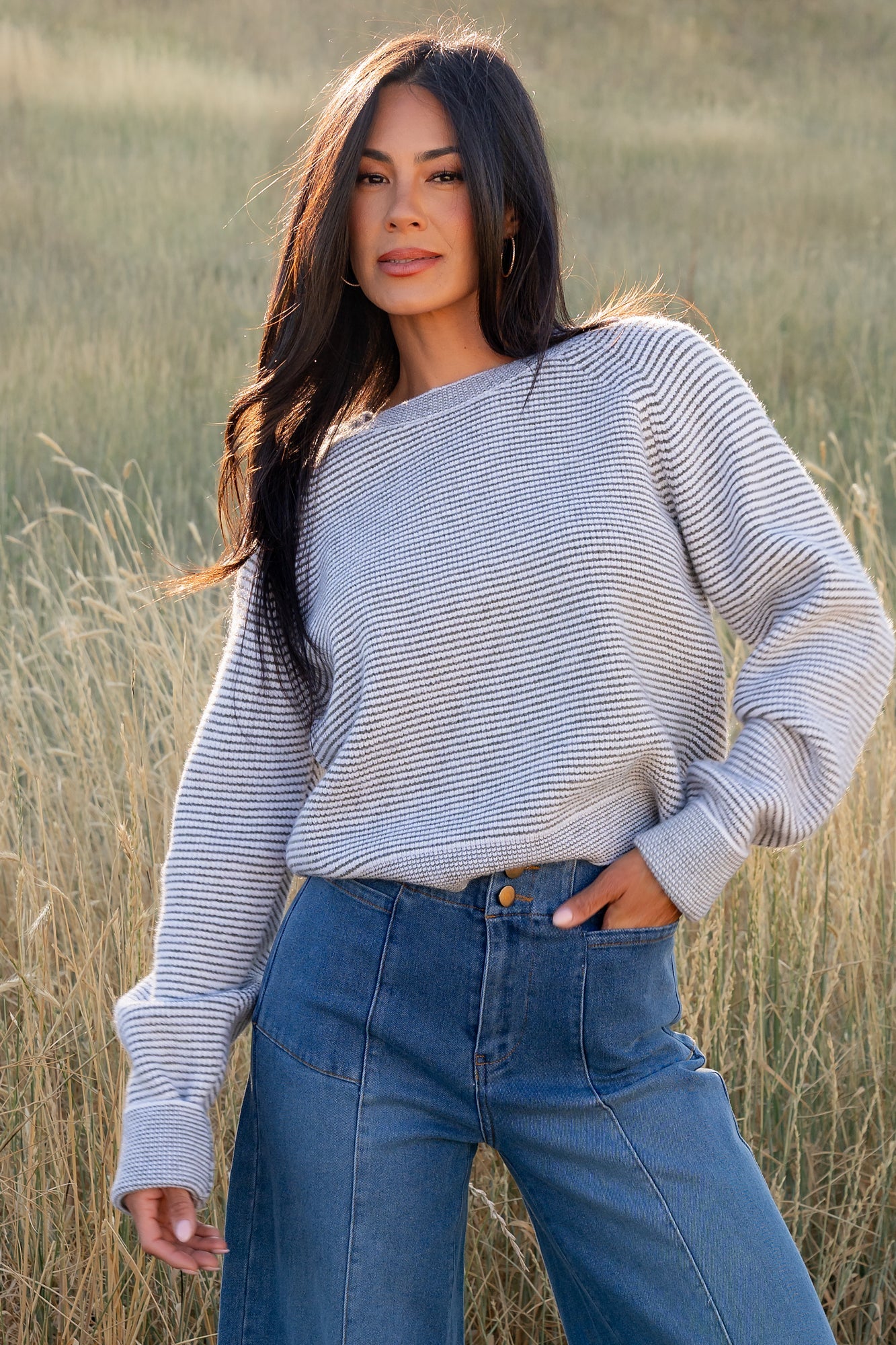 Zadie Striped Sweater | Baltic Born Ivory + Olive