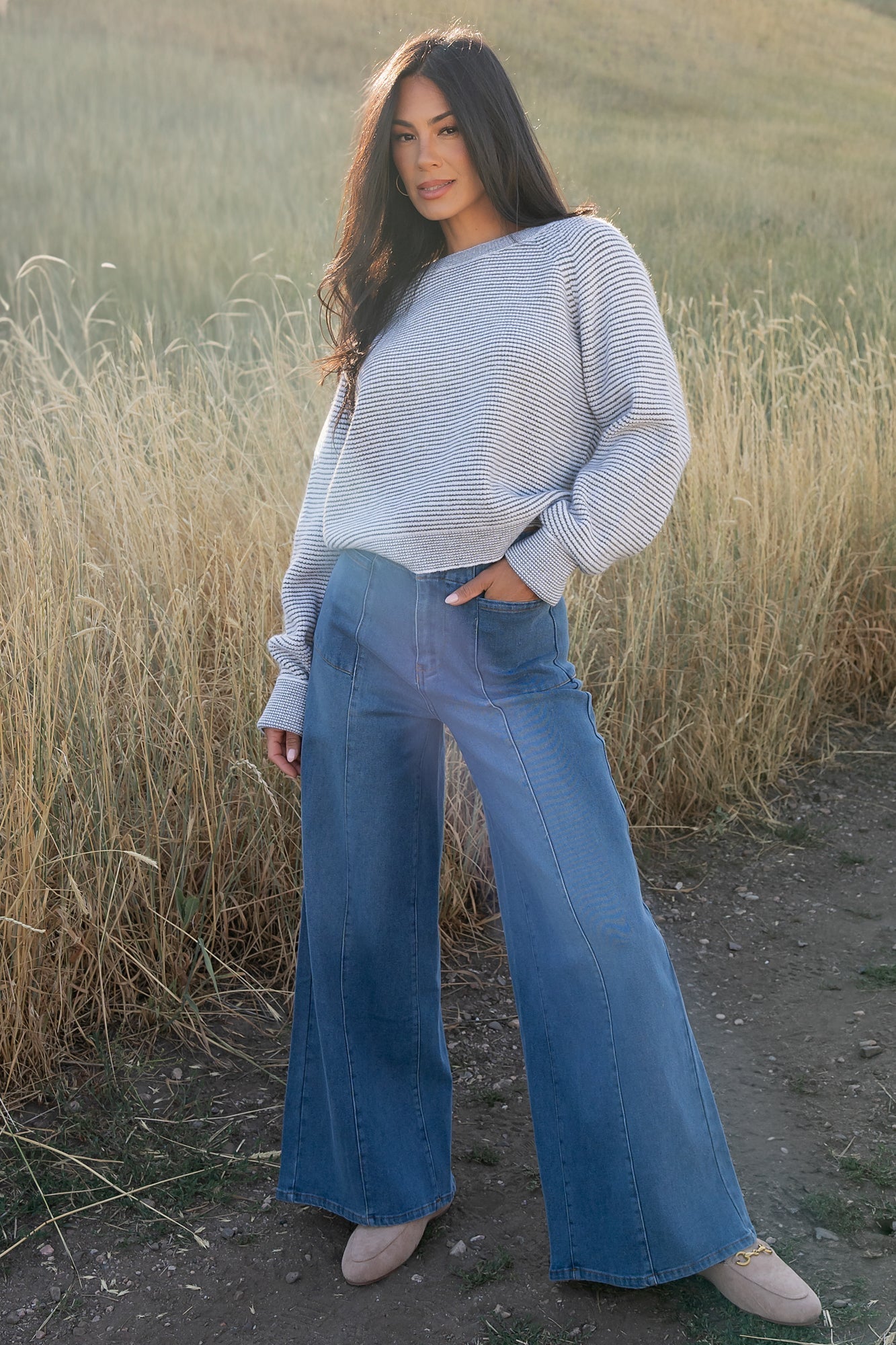 Zadie Striped Sweater | Baltic Born Ivory + Olive