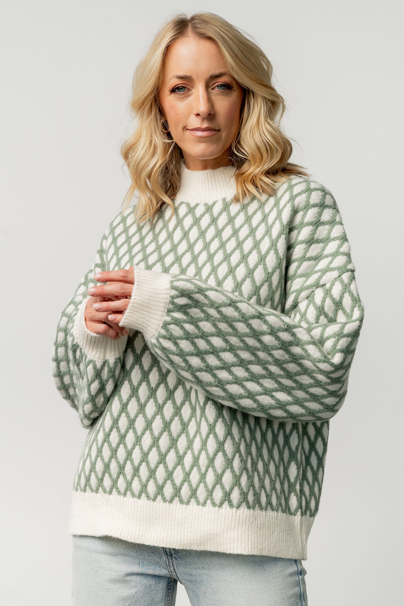 Hendrix Diamond Knit Sweater | Baltic Born Green