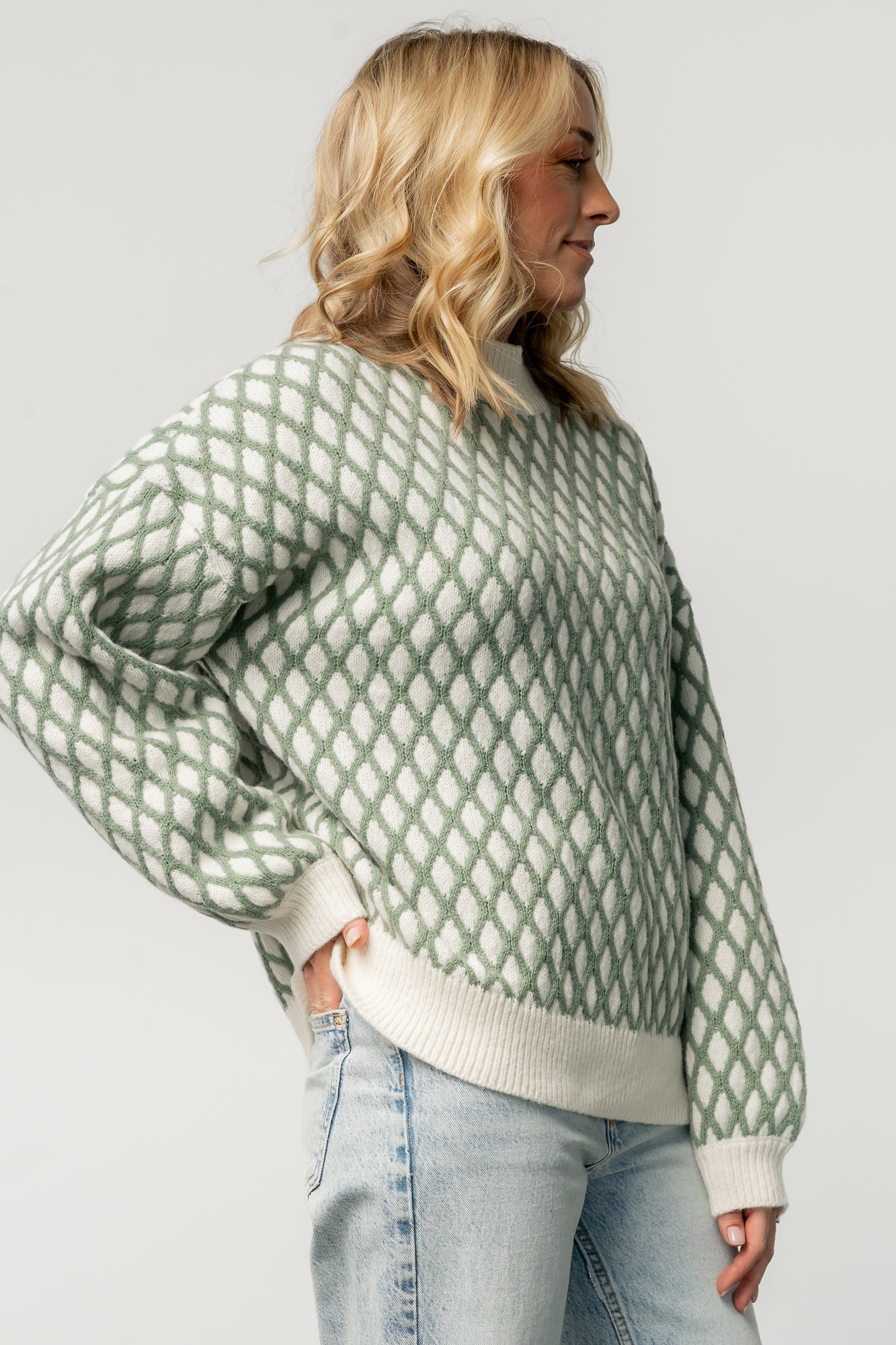 Hendrix Diamond Knit Sweater | Baltic Born Green