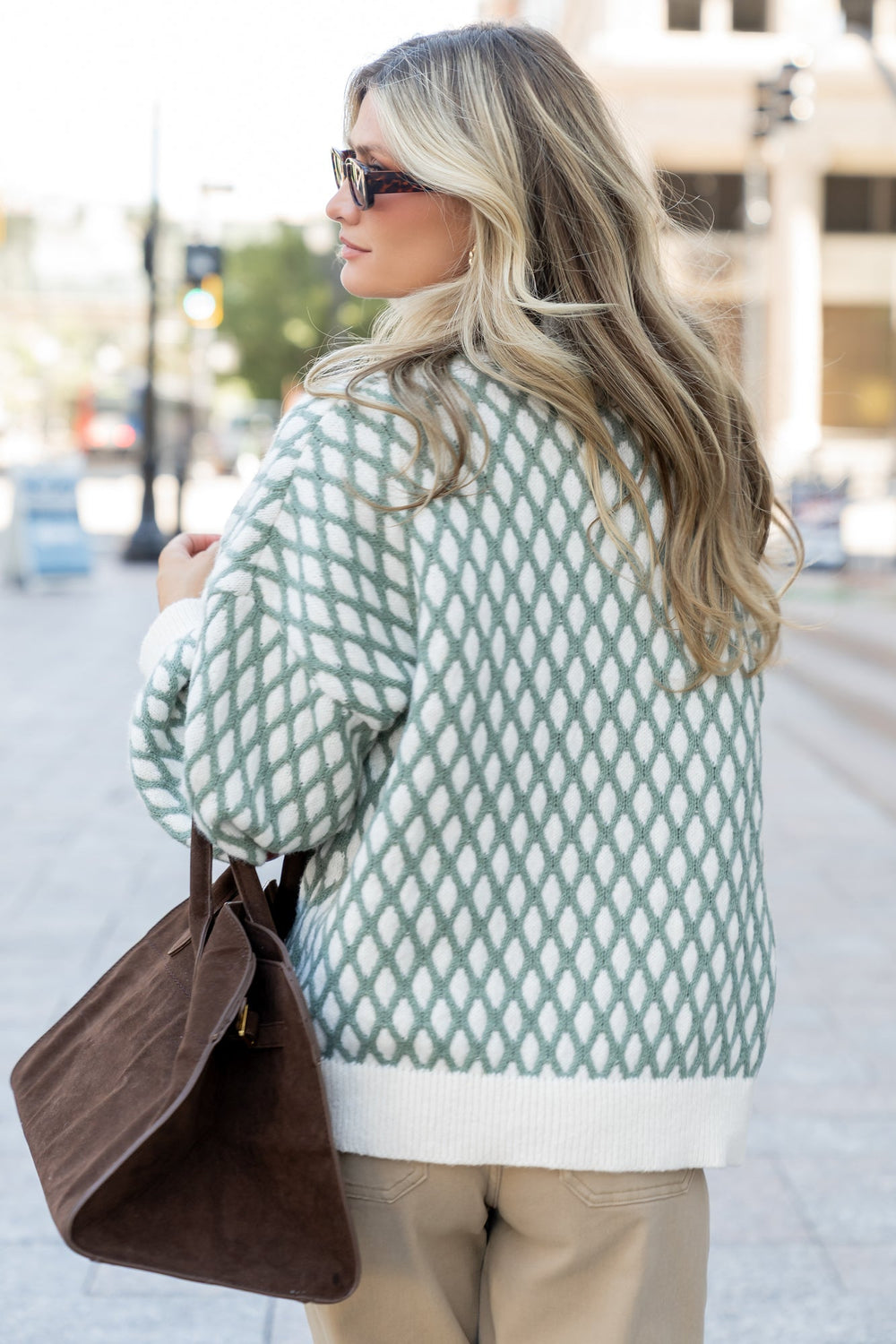 Hendrix Diamond Knit Sweater | Baltic Born Green