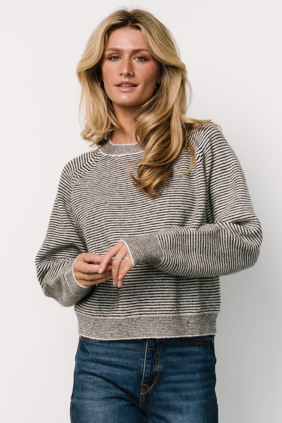 Zadie Striped Sweater | Baltic Born Ivory + Black