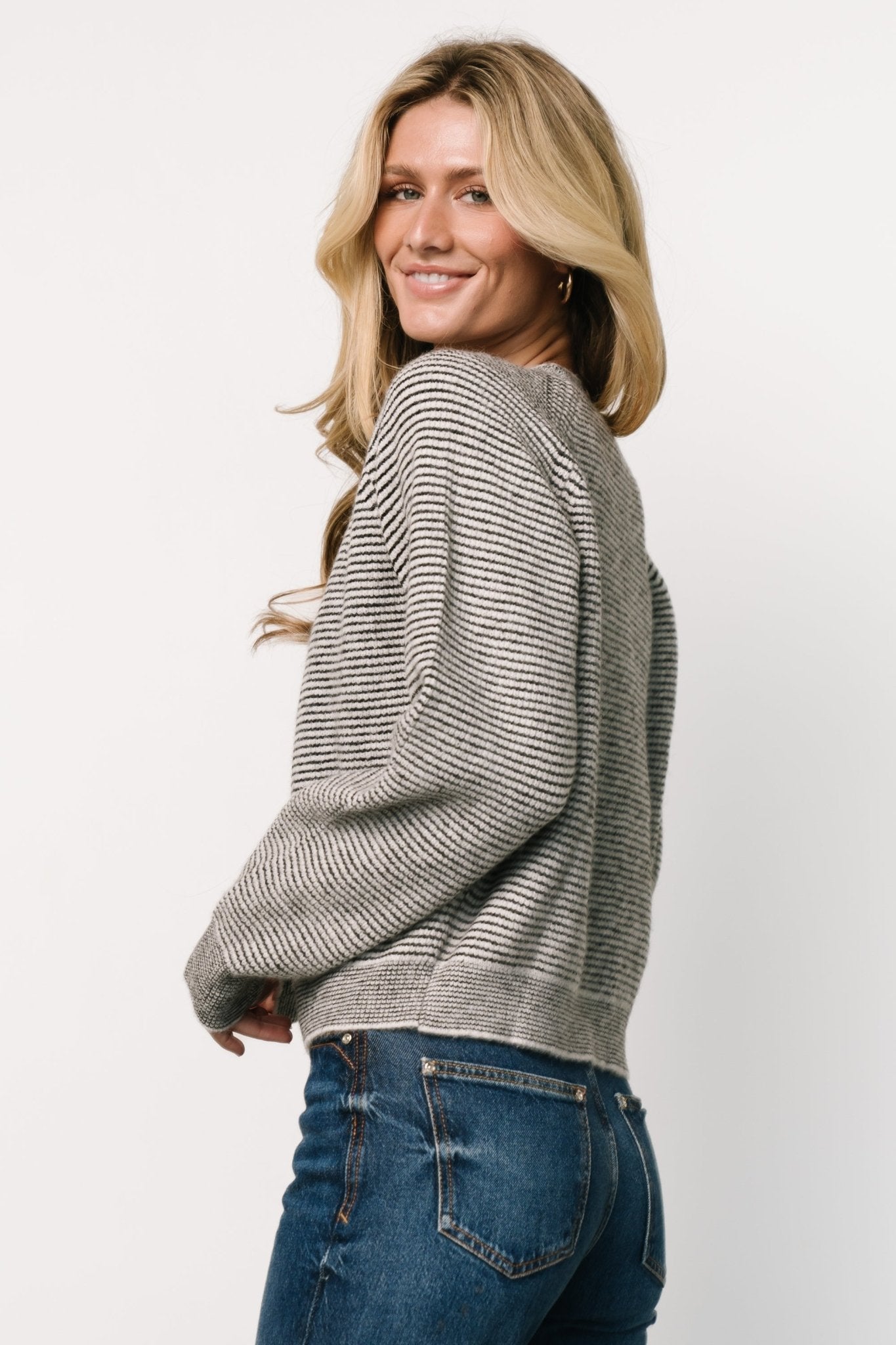Zadie Striped Sweater | Baltic Born Ivory + Black