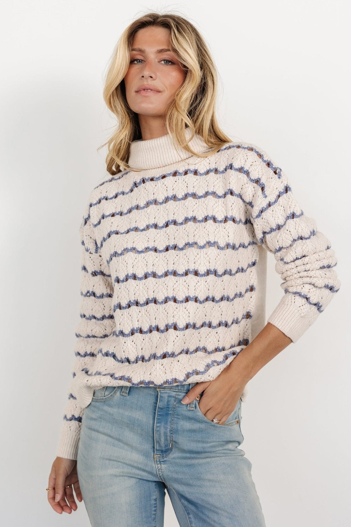 Hollis Knit Sweater | Baltic Born Ivory + Blue