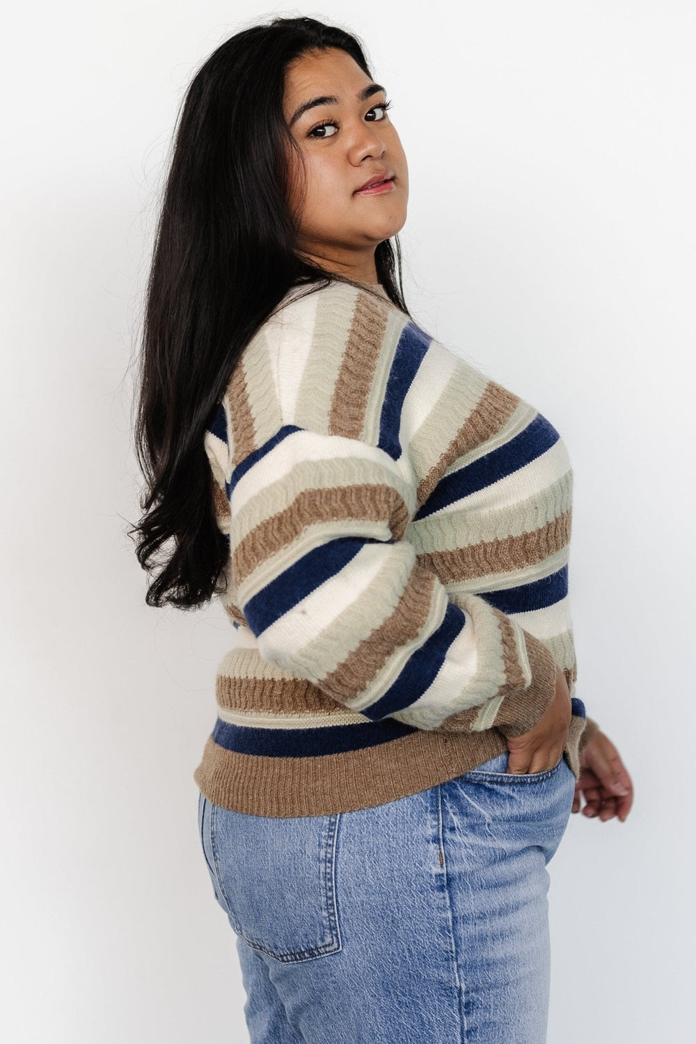 Kira Striped Sweater | Baltic Born Navy + Sage Multi