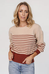 Miles Striped Sweater | Baltic Born Taupe + Marsala
