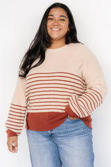 Miles Striped Sweater | Baltic Born Taupe + Marsala