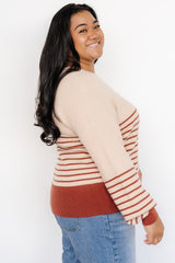 Miles Striped Sweater | Baltic Born Taupe + Marsala