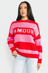 Amour Striped Sweater | Baltic Born Pink + Red