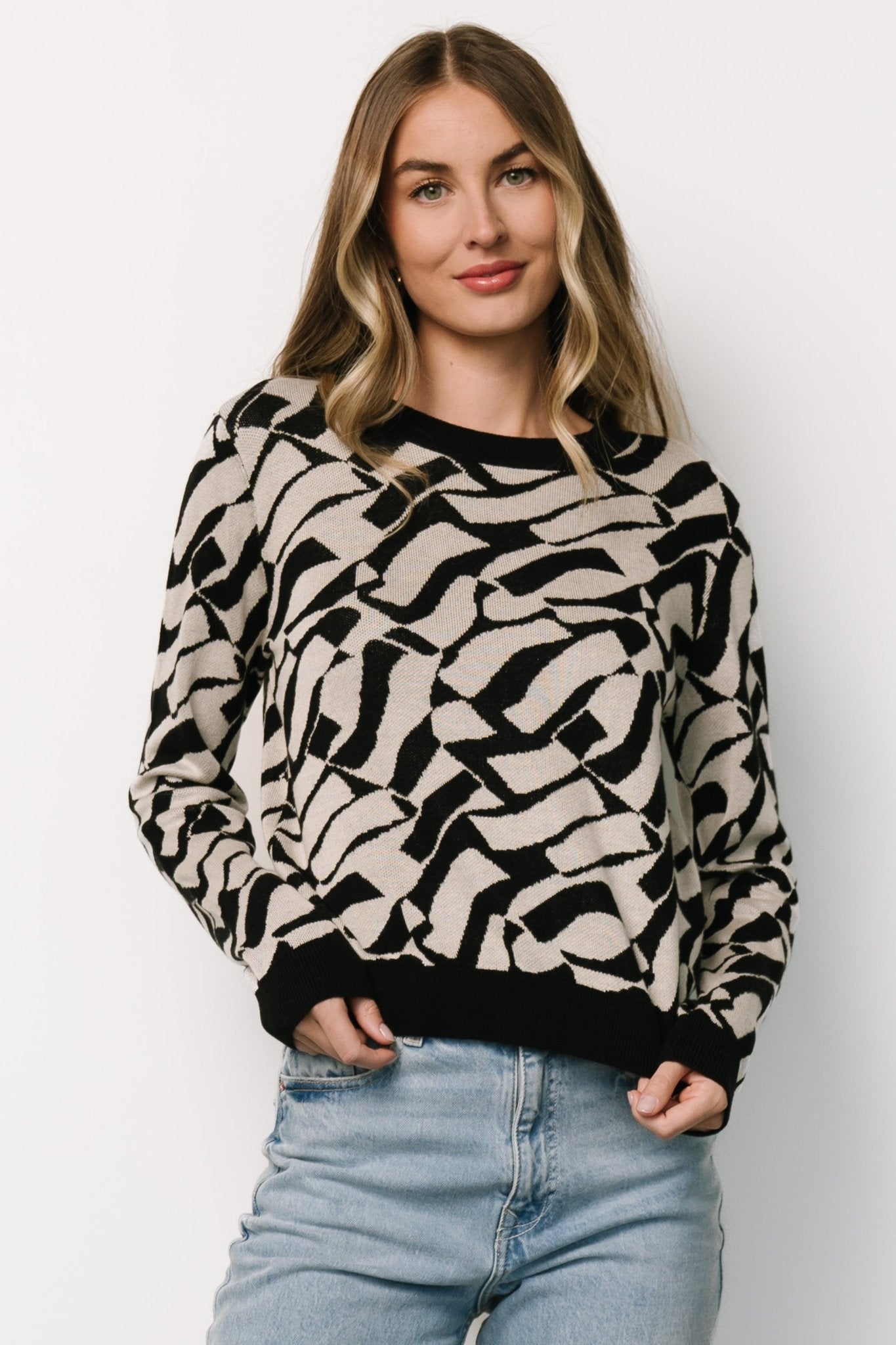 Petra Knit Sweater Top | Baltic Born Black + Ivory