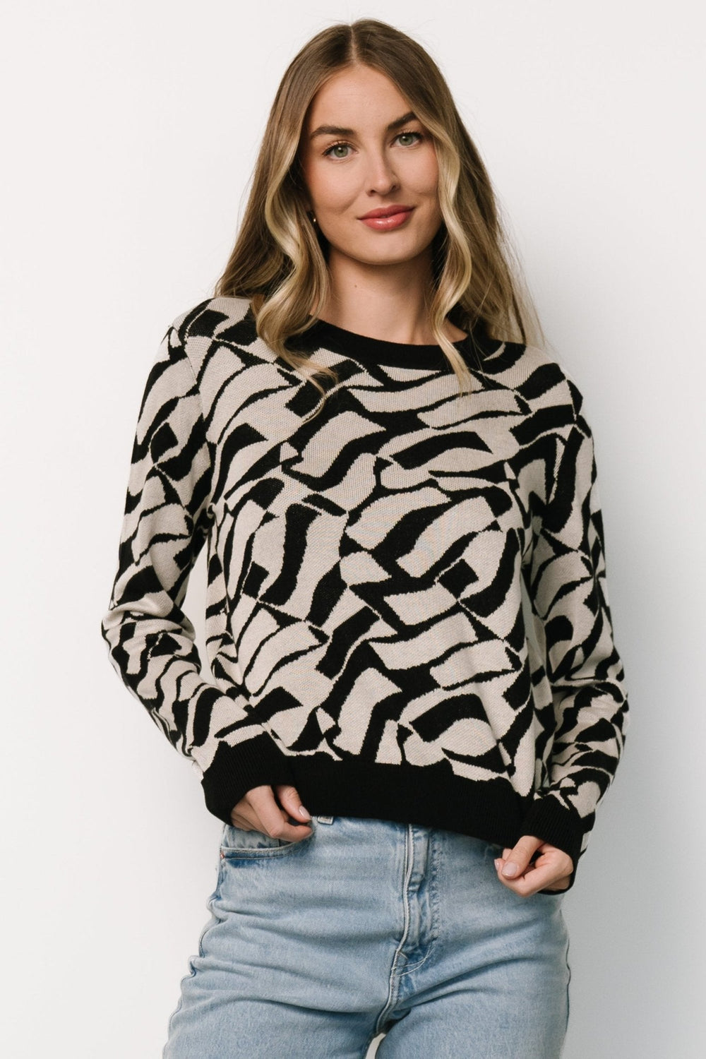 Petra Knit Sweater Top | Baltic Born Black + Ivory